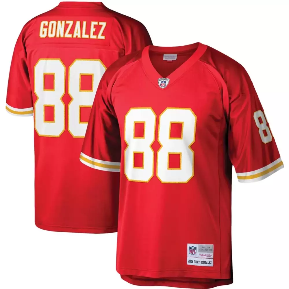 Tony Gonzalez Kansas City Chiefs Legacy Replica Jersey | Mitchell & Ness Stitched Design in Red | Perfect Fan Gear | For Men, Women & Youth