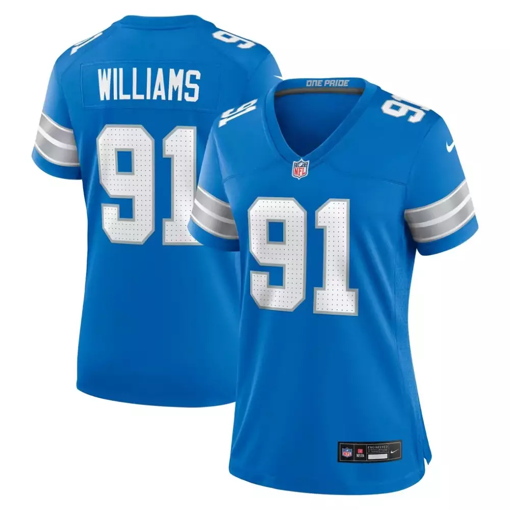 Tyleik Williams Detroit Lions Nike Women's Team Game Jersey | Stitched | Blue | Fan Gear for Women