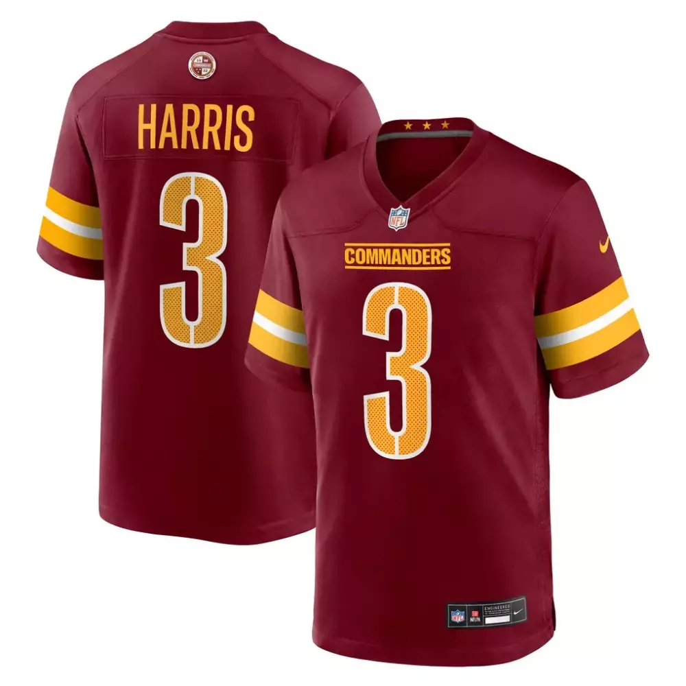 Will Harris Burgundy Game Jersey | Washington Commanders Nike Team Gear | For Men | Custom Stitched