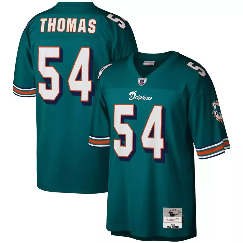 Zach Thomas Miami Dolphins Mitchell Ness Legacy Replica Jersey Aqua | Classic Fan Gear | For Men, Women & Youth