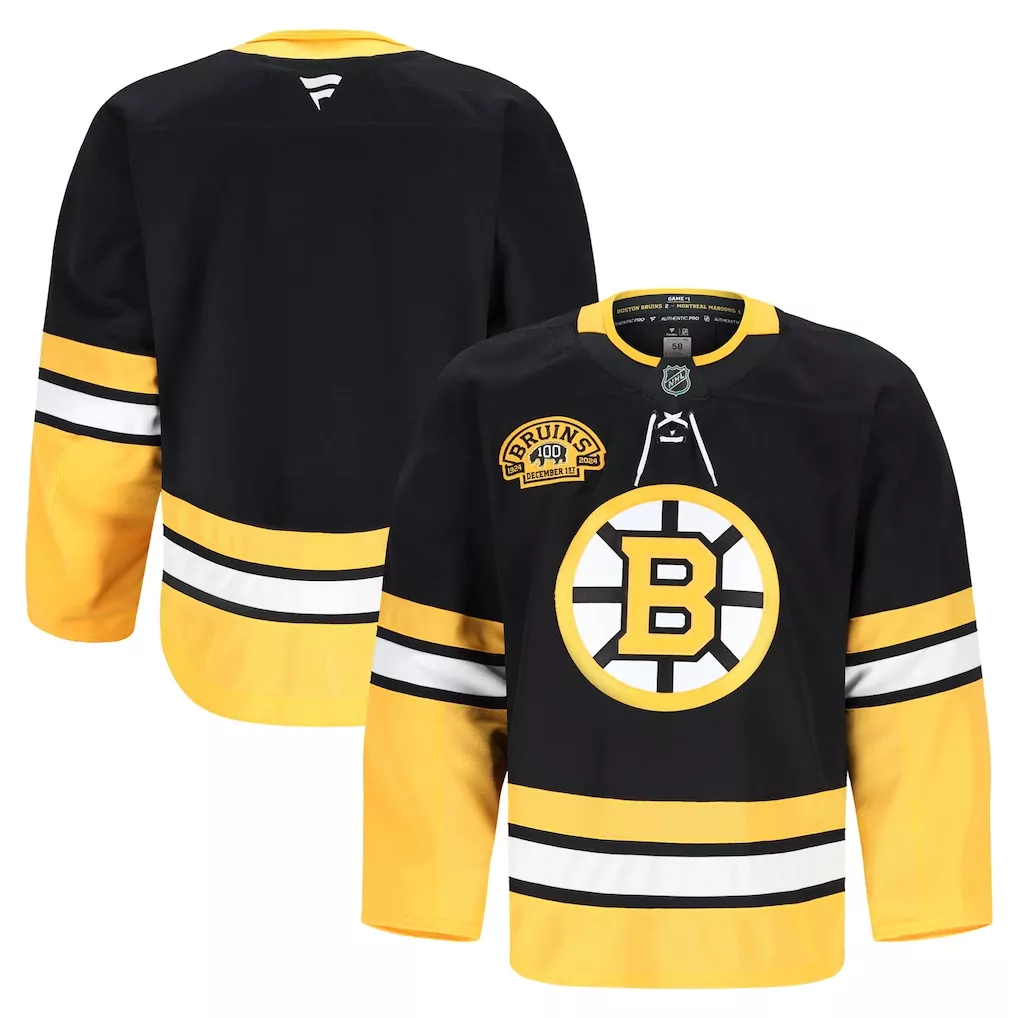 Boston Bruins 100th Anniversary Authentic Pro Jersey | Black | Fan Gear for Men, Women & Youth