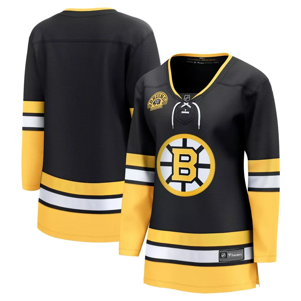 Boston Bruins Women's Alternate 100th Anniversary Breakaway Jersey | Black | Fan Gear for Men, Women & Youth