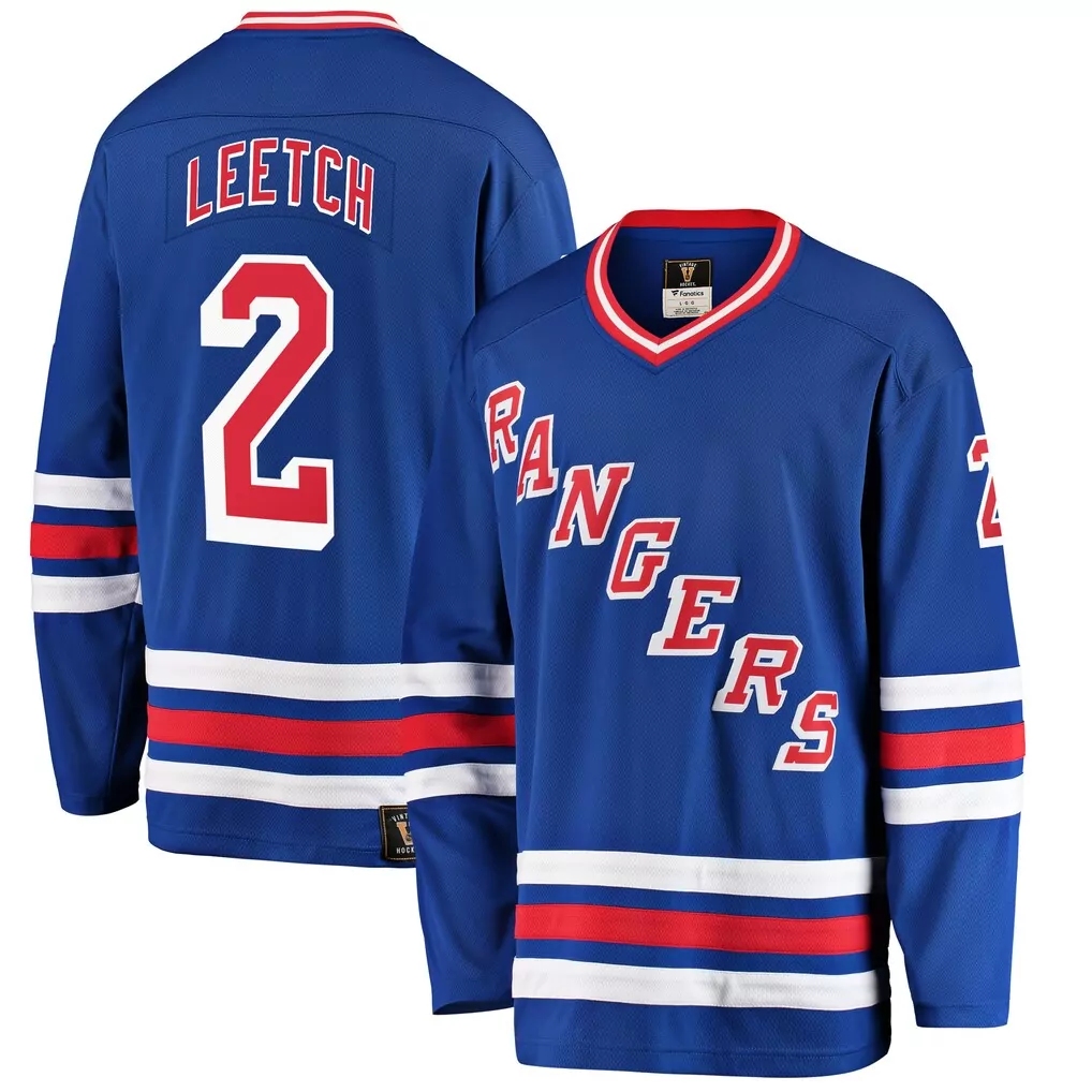 Custom New York Rangers  Brian Leetch Fanatics Premier Breakaway Retired Player Replica Jersey – Blue