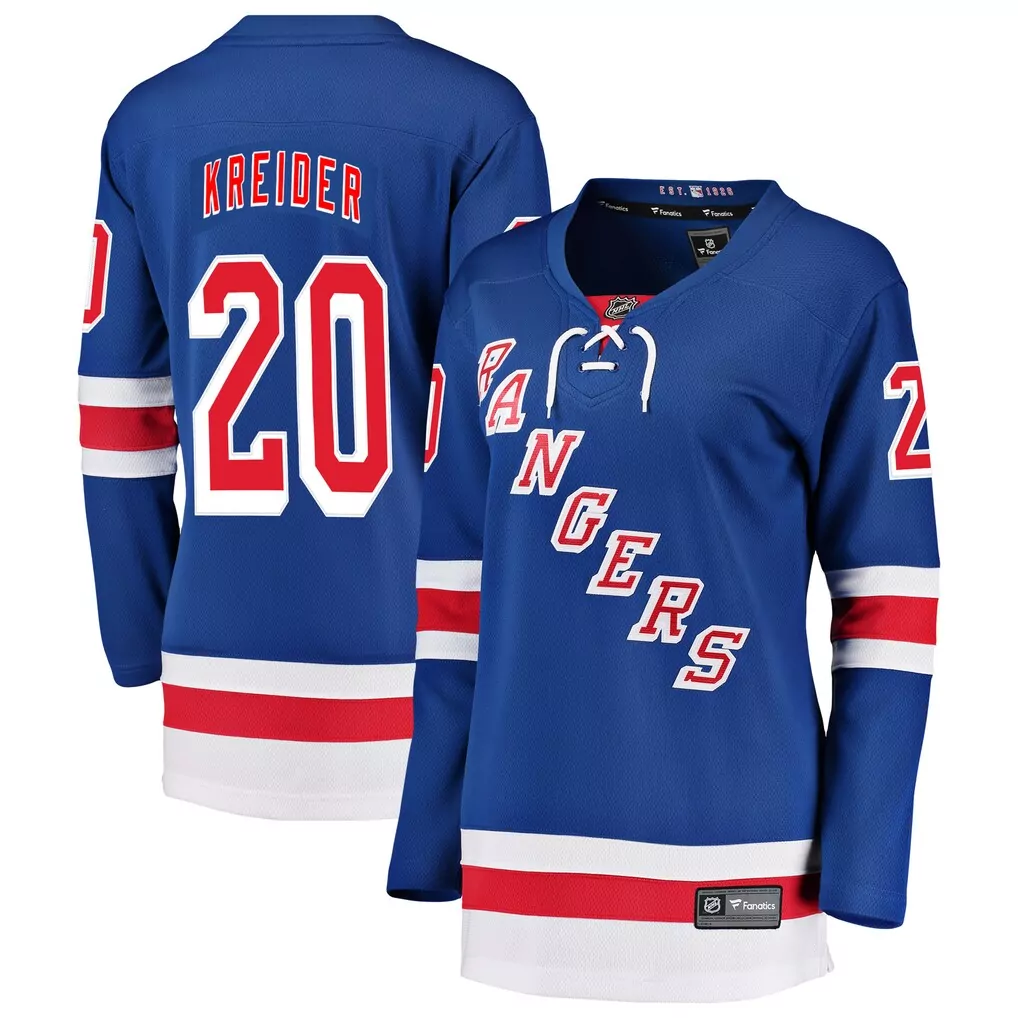 Custom New York Rangers  Chris Kreider Fanatics Breakaway Player Replica Jersey – Blue