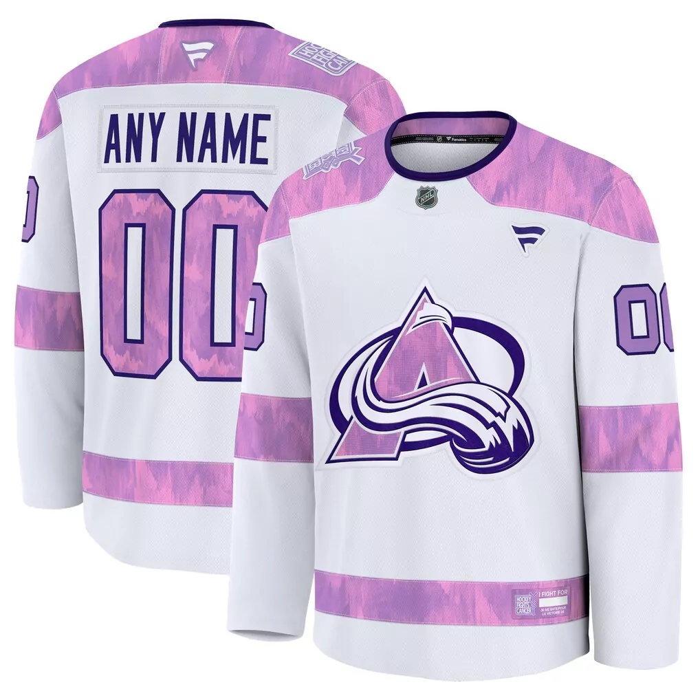Colorado Avalanche 2024 Hockey Fights Cancer Custom Practice Jersey | Supportive Fan Gear for Men, Women & Youth
