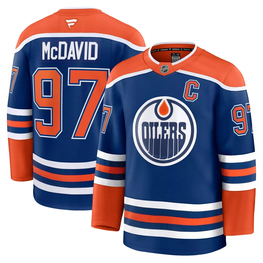 Connor McDavid Edmonton Oilers Fanatics Home Premium Jersey | Royal Blue | Fan Gear for Men, Women & Youth