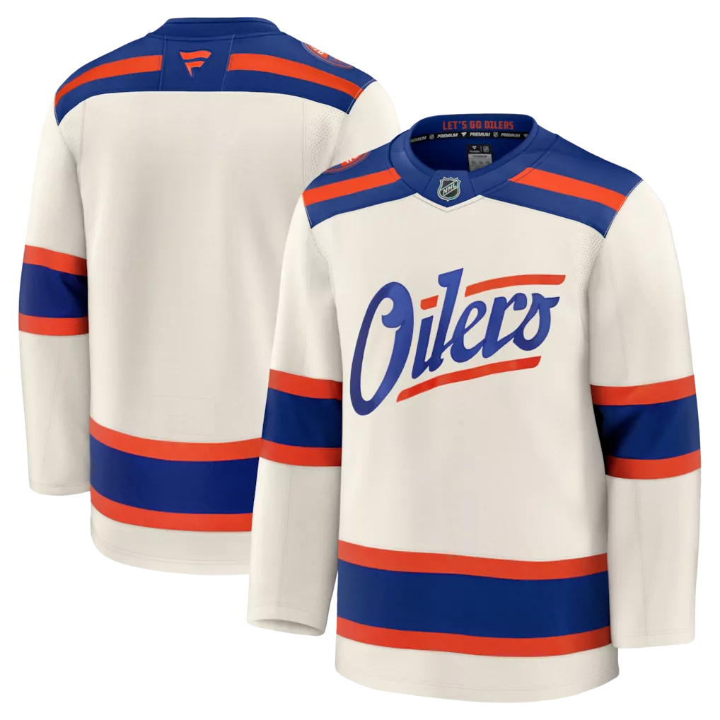 Edmonton Oilers Fanatics Alternate Premium Jersey | Light Beige | Stylish Fan Gear for Men, Women & Youth
