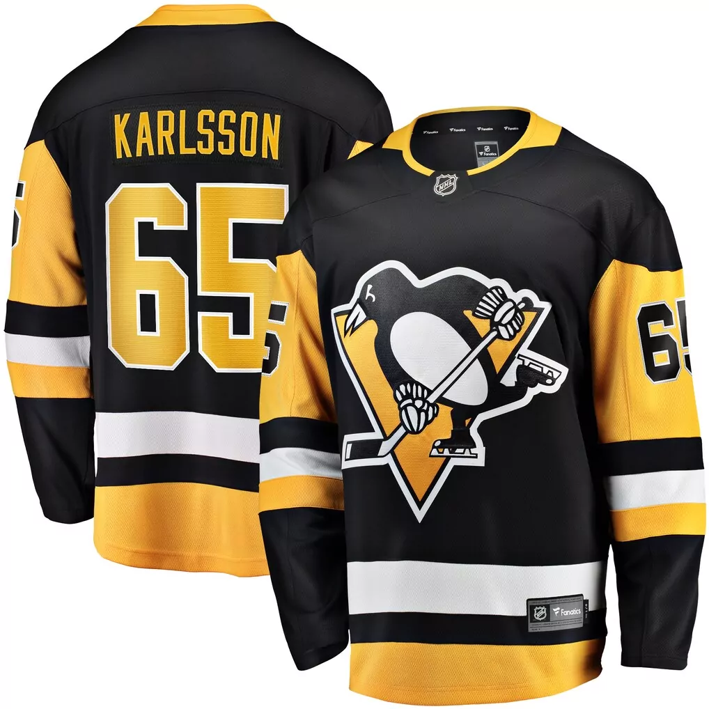 Custom Pittsburgh Penguins  Erik Karlsson Fanatics Home Breakaway Ice Hockey Jersey – Black