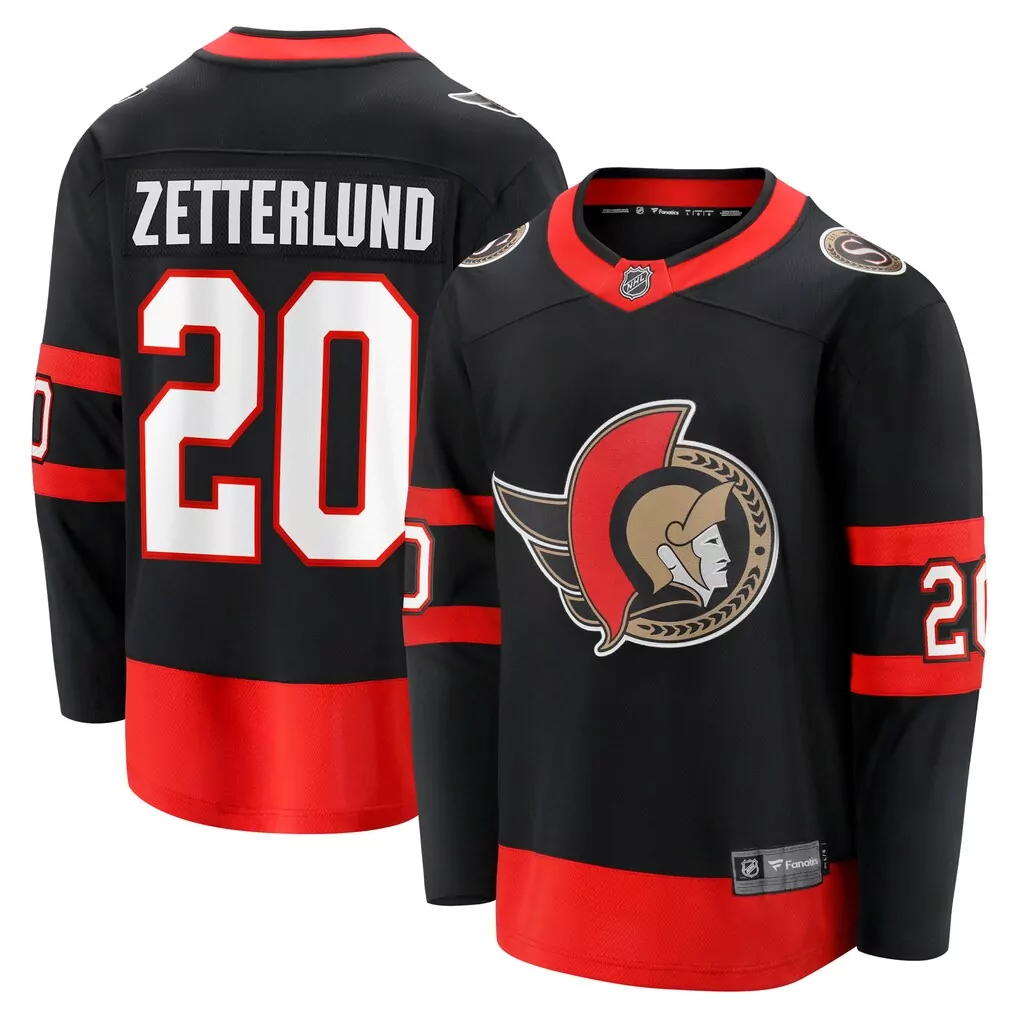 Custom Ottawa Senators  Fabian Zetterlund Fanatics Home Breakaway Authentic Jersey – Black