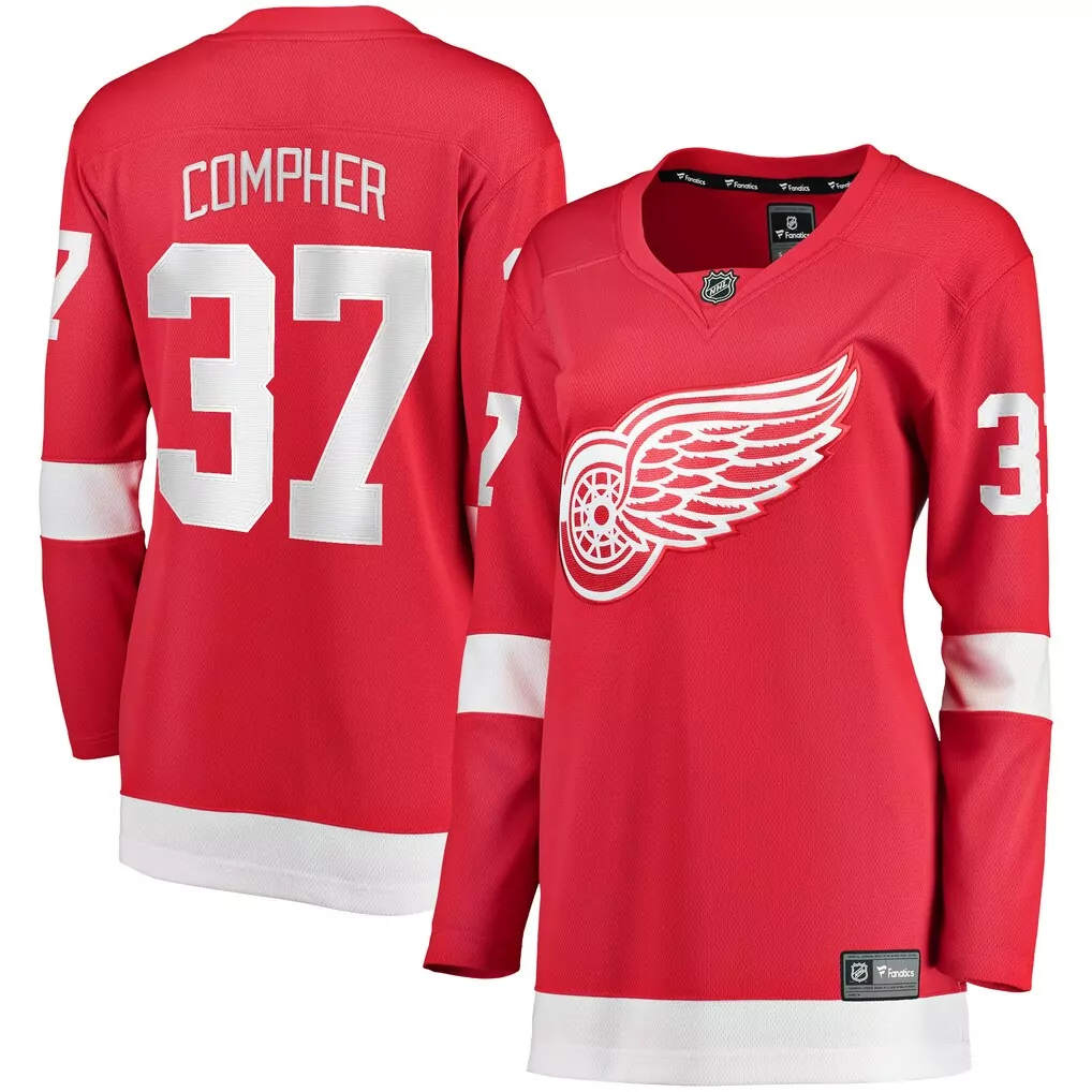J.T. Compher Detroit Red Wings Women's Home Breakaway Player Jersey | Red | Stylish Fan Gear | For Men, Women & Youth