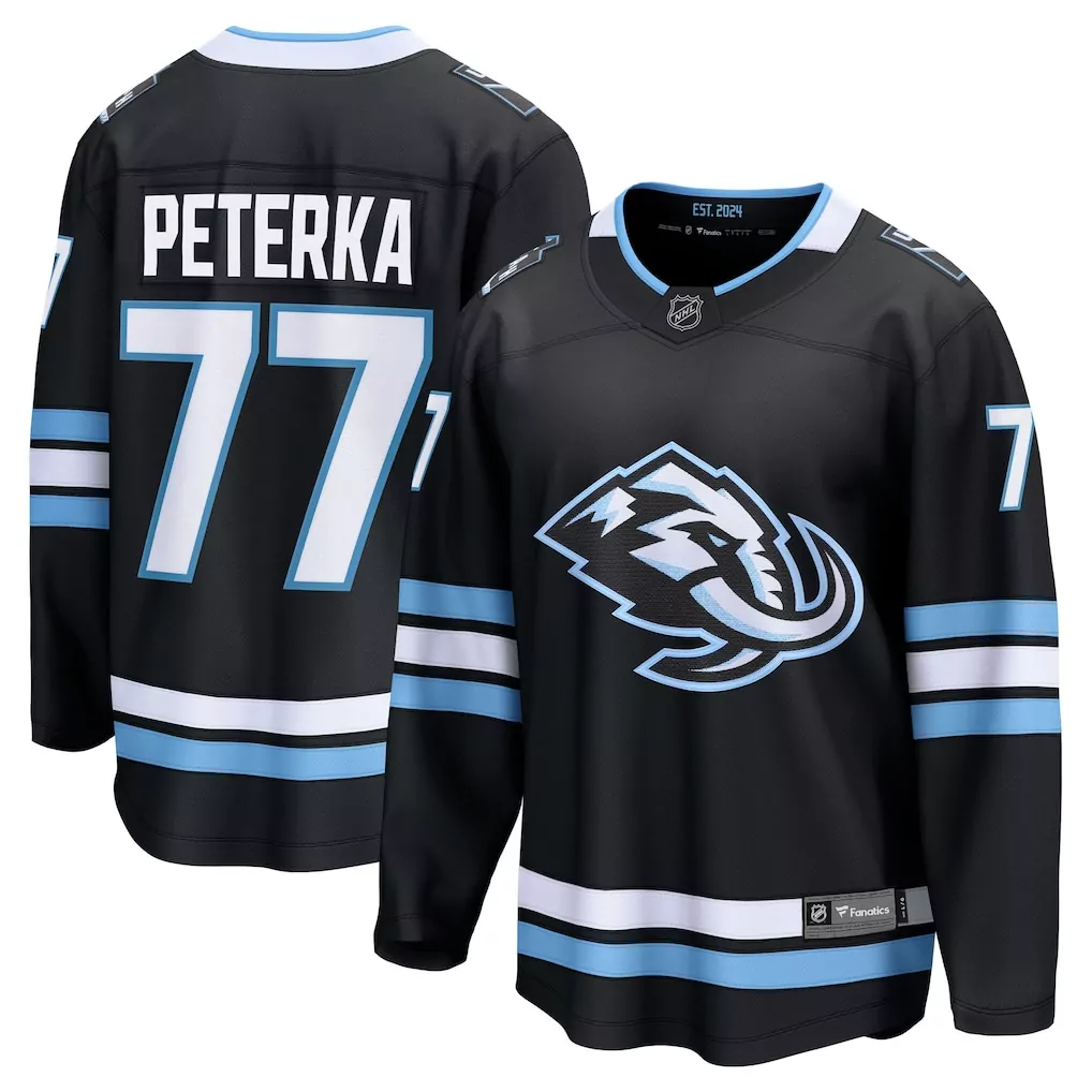 Customizable Utah Utes  Est. 2024 NHL Jj Peterka Mammoth Fanatics Home Breakaway Player Hockey Jersey – Black