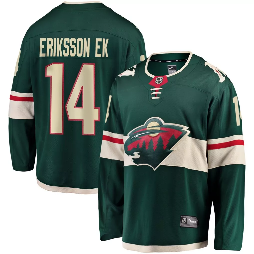 Personalized Minnesota Wild  Joel Eriksson Ek Fanatics Breakaway Replica Jersey – Green