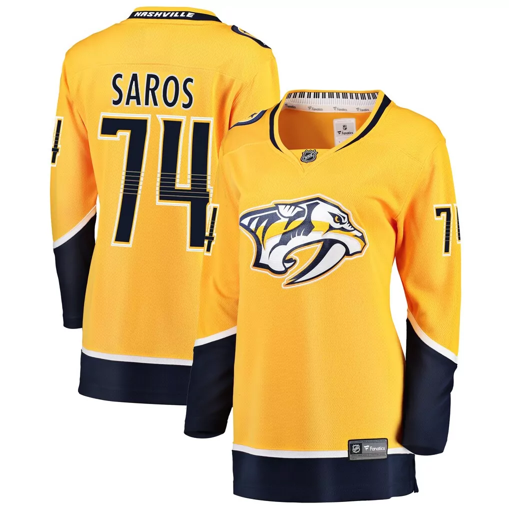Customizable Nashville Predators  Juuse Saros Fanatics Breakaway Player Gold Replica Jersey – Yellow