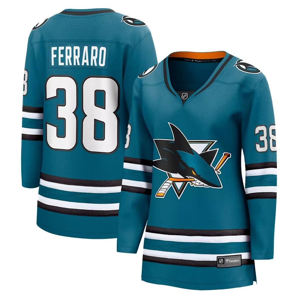 Personalized San Jose Sharks  Mario Ferraro Fanatics Home Breakaway Player Hockey Jersey – Teal