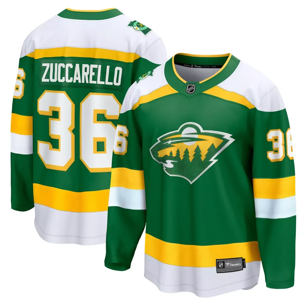 Custom Minnesota Wild  Mats Zuccarello Fanatics 2023 24 Alternate Breakaway Stitched Jersey – Green