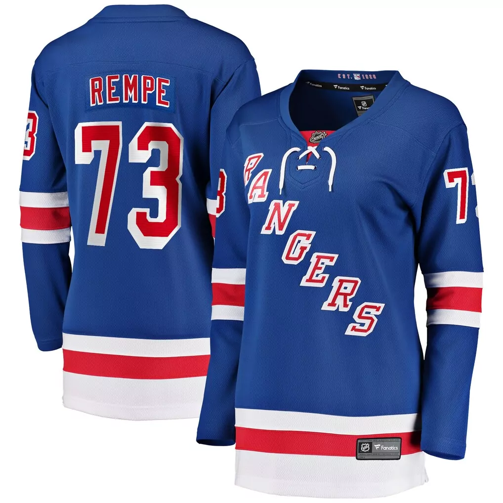 Custom New York Rangers  Matt Rempe Fanatics Home Breakaway Replica Jersey – Blue