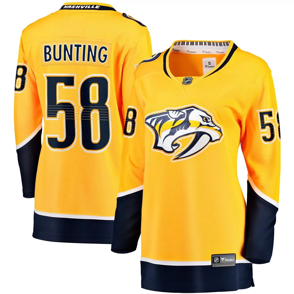Personalized Nashville Predators  Michael Bunting Fanatics Home Breakaway Player Gold Fanatics Jersey – Yellow