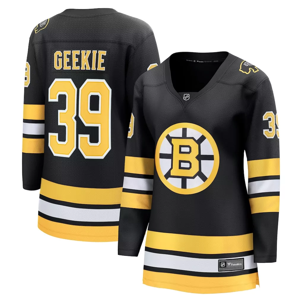 Morgan Geekie Boston Bruins Breakaway Jersey | Women's Home Style in Black | Fan Gear for Game Day | For Men, Women & Youth