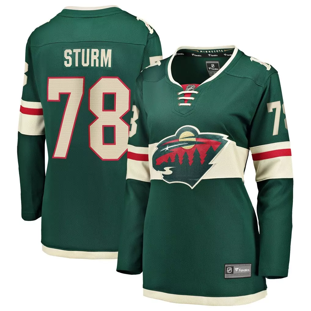 Custom Minnesota Wild  Nico Sturm Fanatics Home Breakaway Replica Jersey – Green