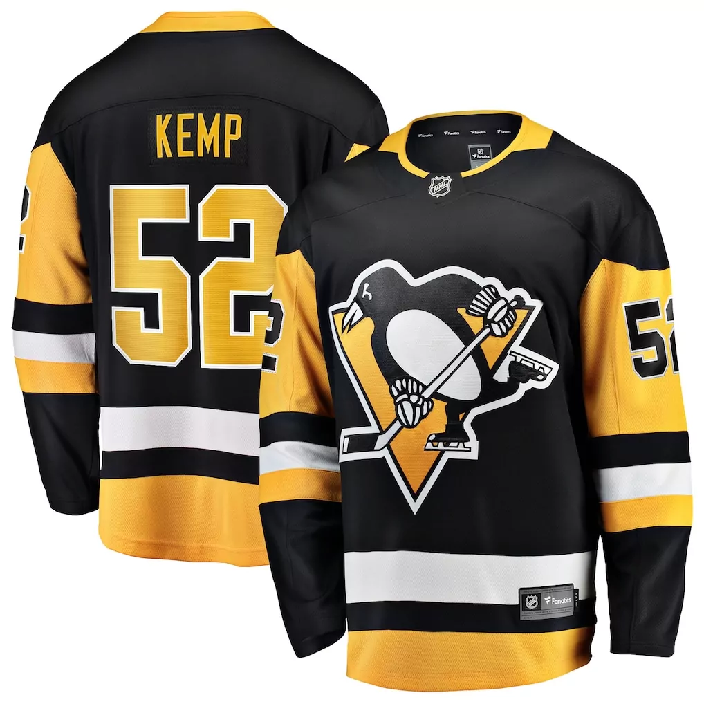 Custom Pittsburgh Penguins  Philip Kemp Fanatics Home Breakaway Replica Jersey – Black