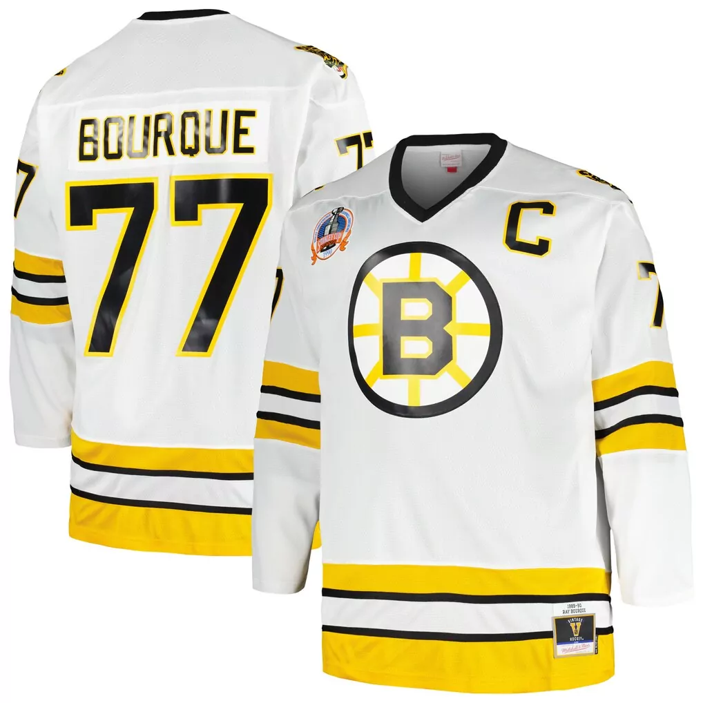 Ray Bourque Boston Bruins Mitchell Ness Big Tall Captain Patch Jersey | White | For Men, Women & Youth