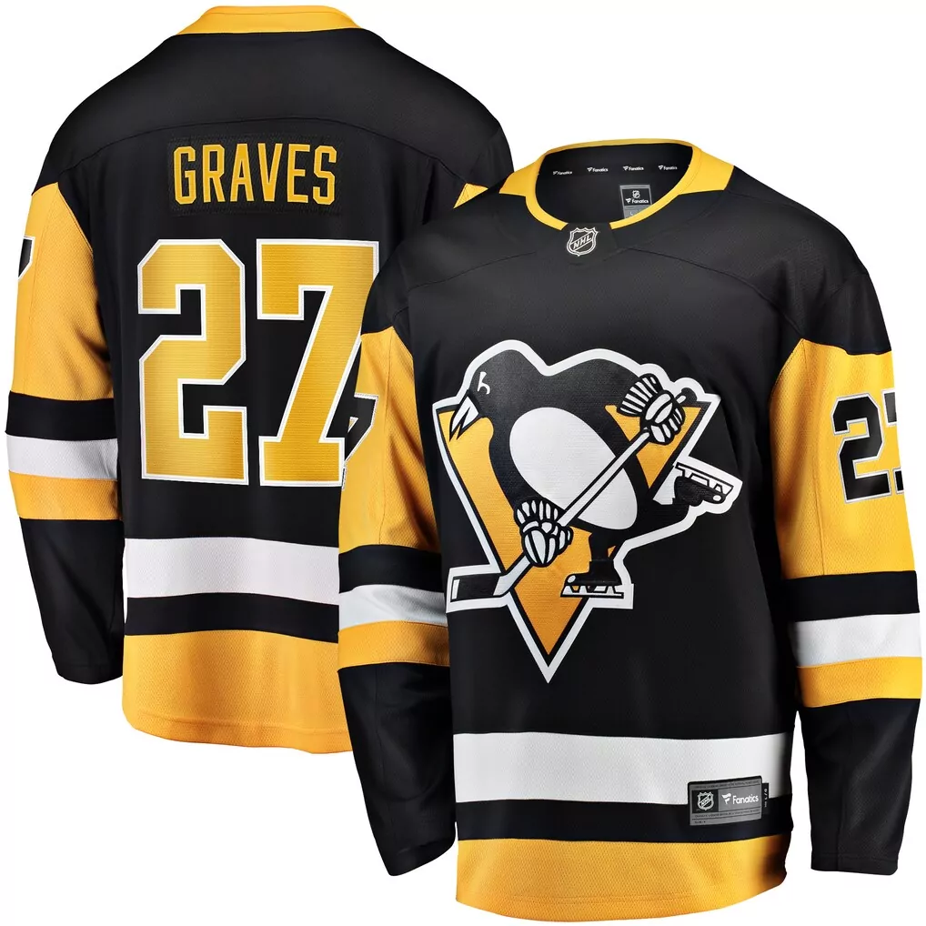 Customizable Pittsburgh Penguins  Reverse Retro NHL Ryan Graves Fanatics Home Breakaway Hockey Jersey – Black