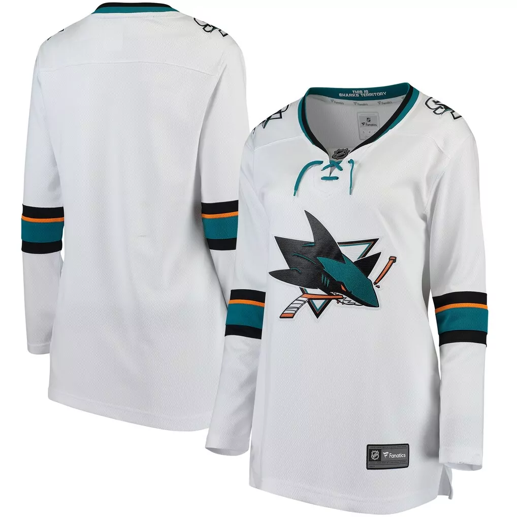 Custom San Jose Sharks  Fanatics Away Breakaway Hockey Jersey – White