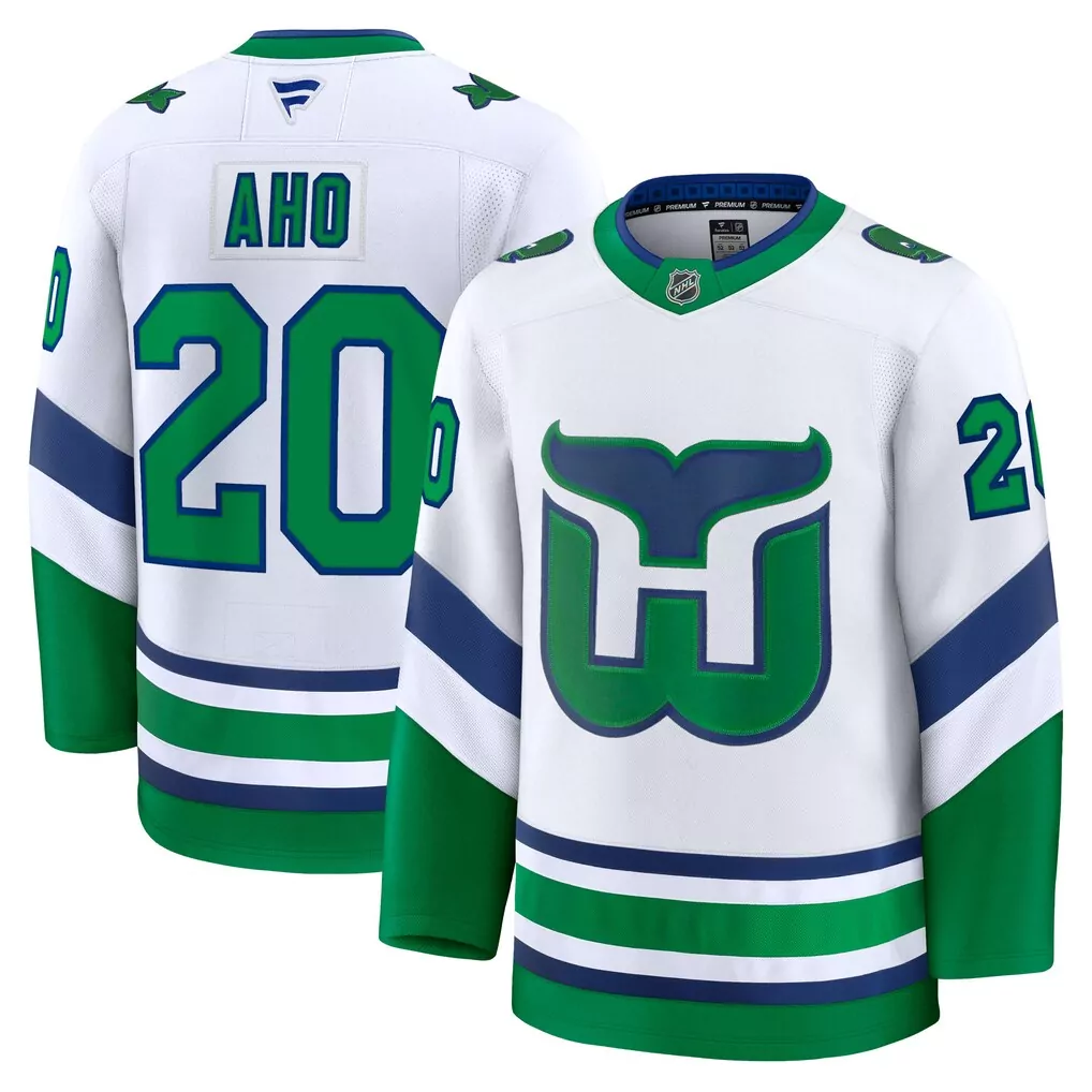 Sebastian Aho Carolina Hurricanes Throwback Premium Jersey | White Fan Gear | Limited Edition for Men, Women & Youth