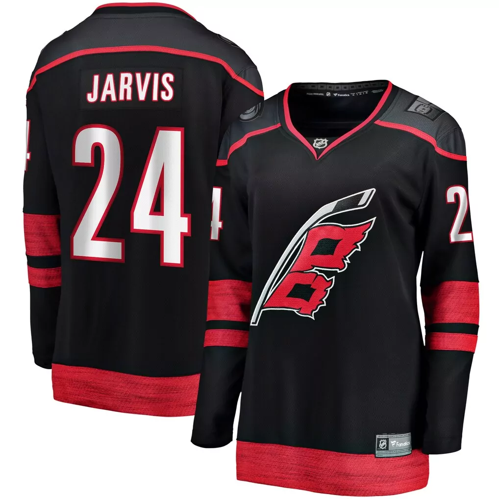 Seth Jarvis Carolina Hurricanes Women's Home Breakaway Jersey | Black Fan Gear | Replica Style for Game Day | For Men, Women & Youth
