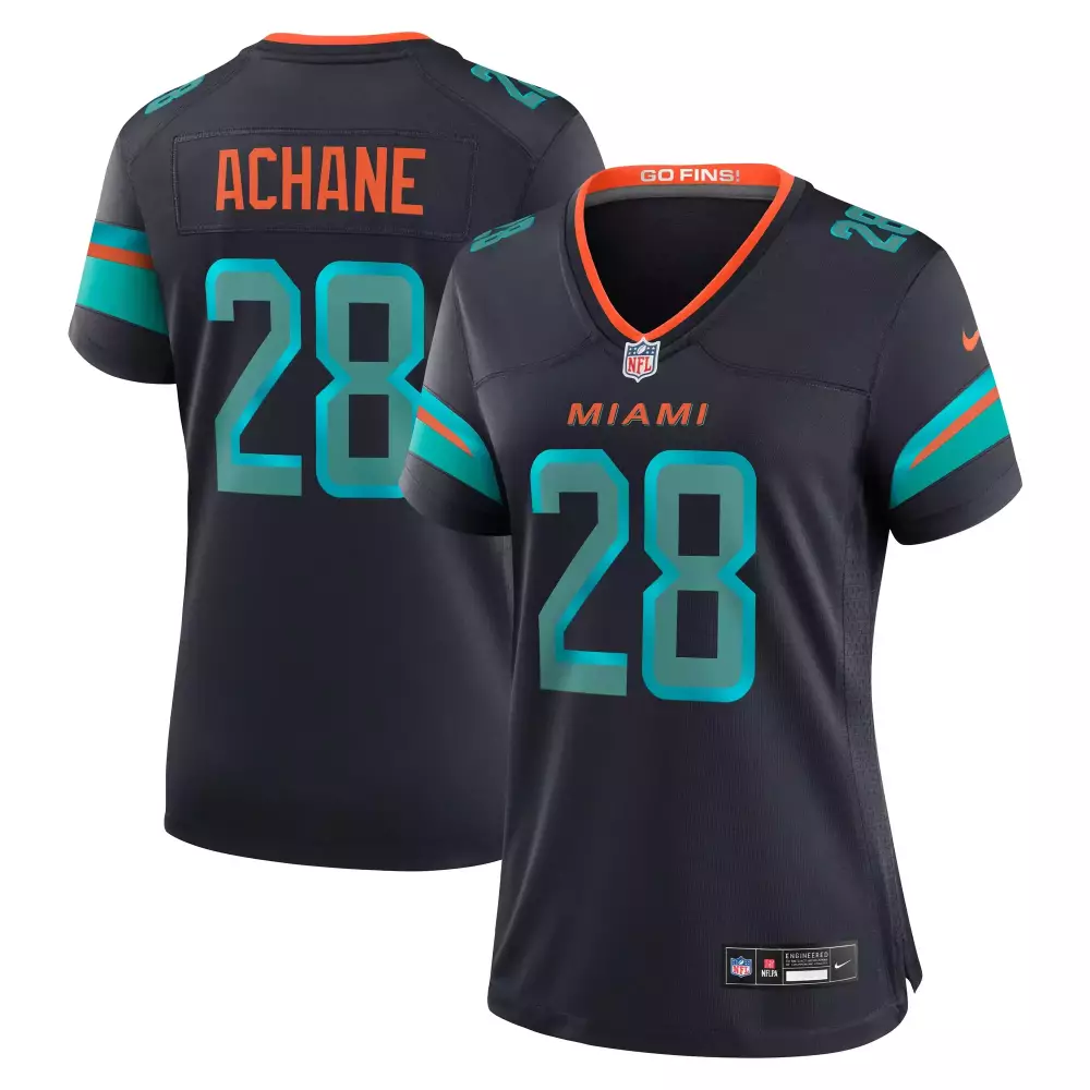 Achane 28 Miami Dolphins 2023 Women's All Stitched Vapor Jersey | Navy Teal NFL Edition | Fan Gear for Men, Women & Youth