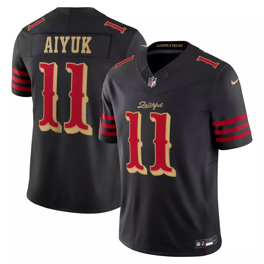 Aiyuk 11 San Francisco 49ers 2022 Black Faithful Edition Jersey | All Stitched Vapor | For Men, Women & Youth