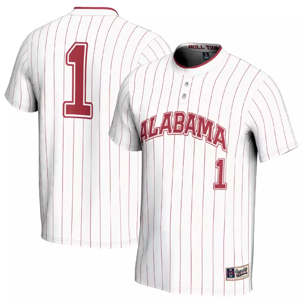 Alabama Crimson Tide 1 2023 Men's All Stitched Vapor Jersey | White Red Pinstripe Custom Edition | For Men, Women & Youth