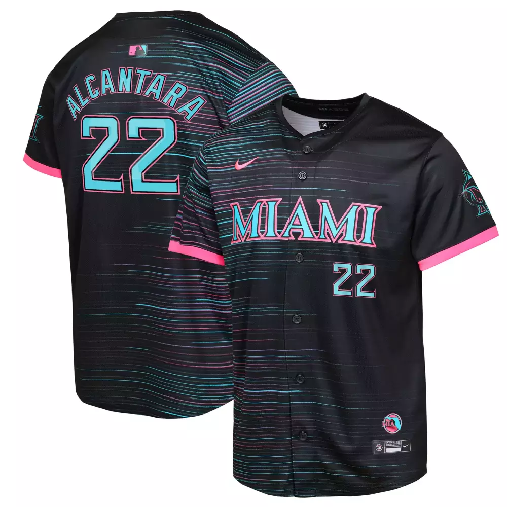 Alcantara 22 Miami Marlins 2023 Men's Stitched Vapor Jersey | Black Pink Edition | For Men, Women & Youth
