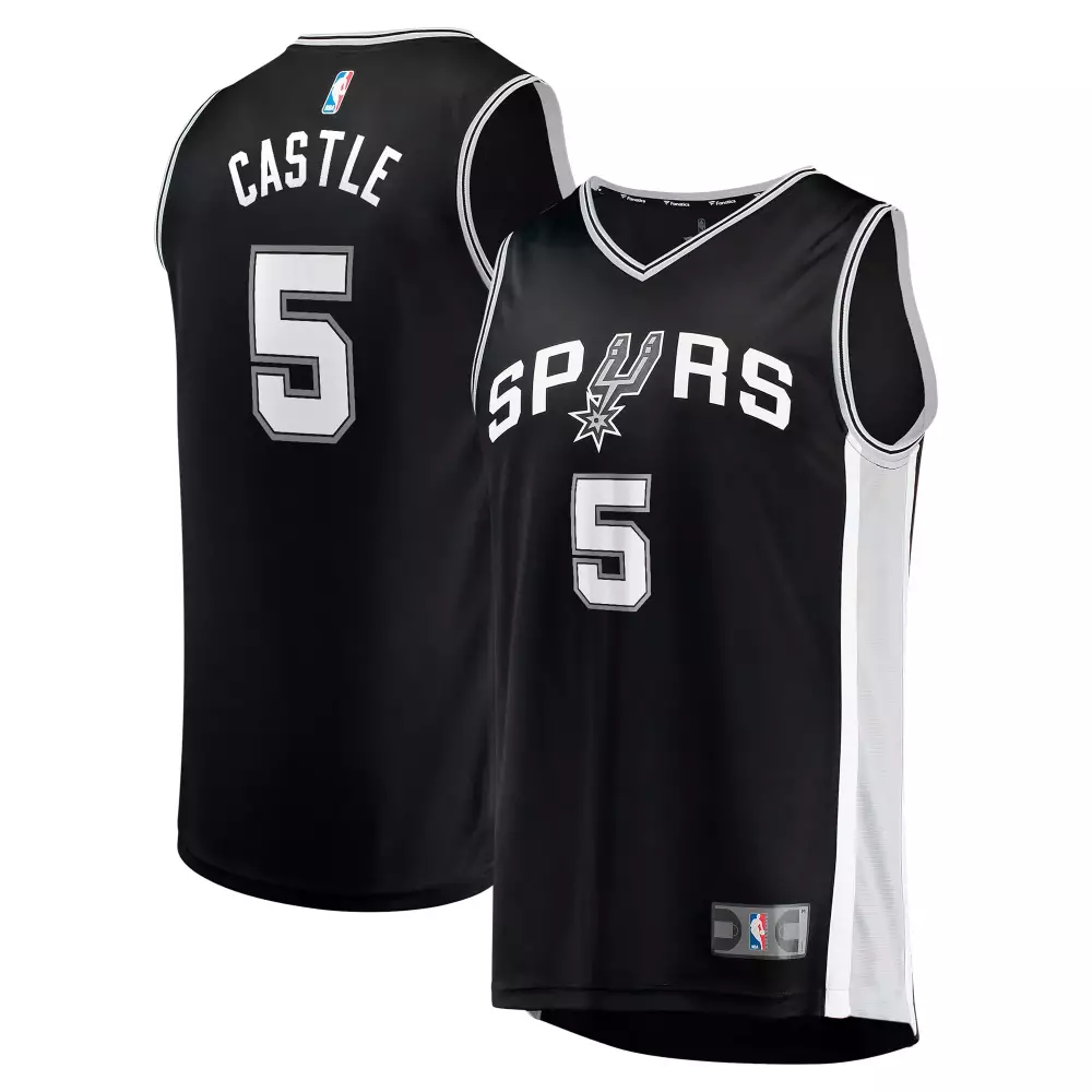 Castle 5 San Antonio Spurs 2023 Men's All Stitched Vapor Jersey | Black Edition | Fan Gear for Men, Women & Youth