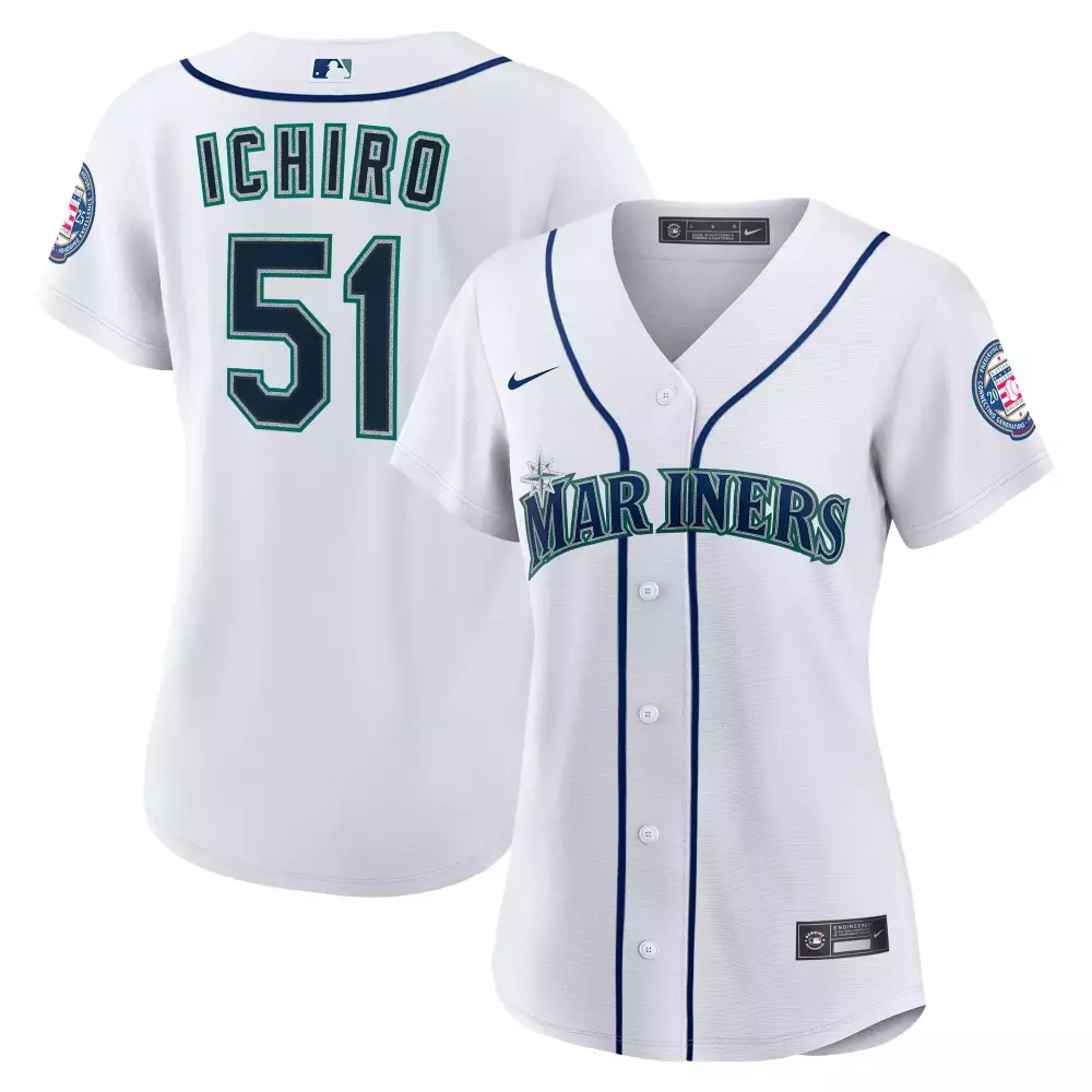 Ichiro Suzuki 2023 Women's White Jersey | Stitched Vapor Fan Gear | For Men, Women & Youth
