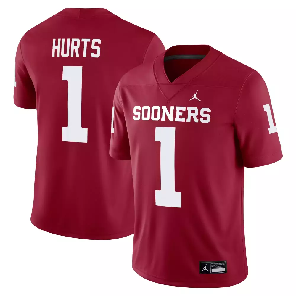 Customizable Oklahoma Sooners  Jalen Hurts 1 2023 All Stitched Vapor Red Authentic Jersey – Crimson