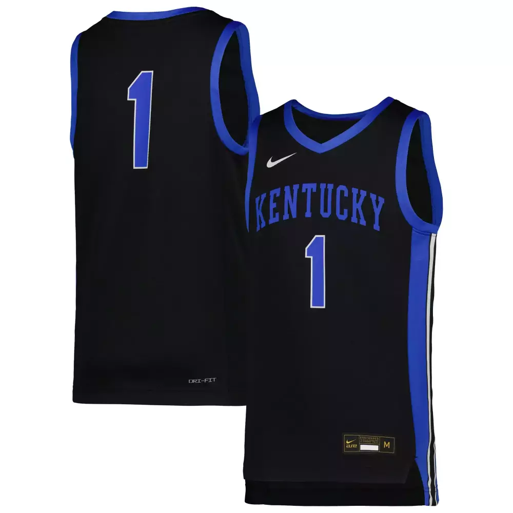 Customizable Kentucky  Wildcats 1 All Stitched Vapor 2023 Dri Fit Edition Basketball Jersey – Black