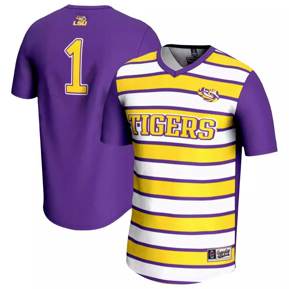LSU Tigers 2023 Purple & Yellow Striped All Stitched Vapor Jersey | Men's Style | Perfect for Game Day | For Men, Women & Youth