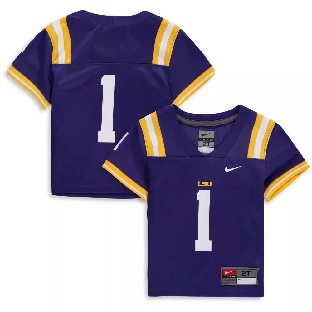 LSU Tigers Youth Jersey 1 Purple | 2023 All Stitched Vapor Jersey | Game Day Outfit for Men, Women & Youth