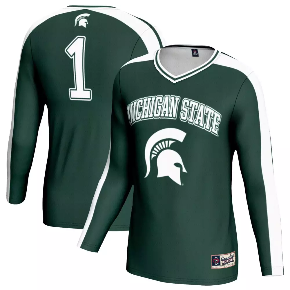 Customizable Michigan State  Spartans 1 Long Sleeve 2023 All Stitched Vapor Long Sleeve T-shirt Jersey – Green