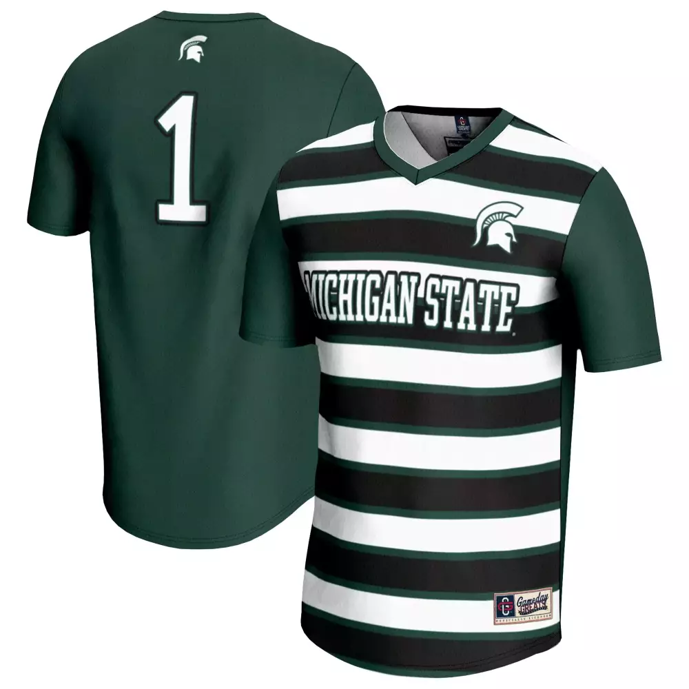Custom Michigan State  Spartans 1 2023 Striped Design All Stitched Vapor Gameday Edition White Jersey – Green