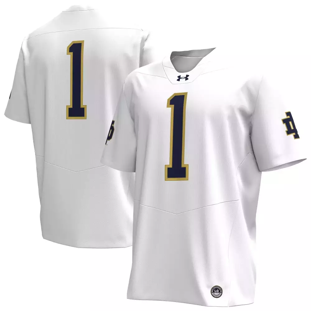 Notre Dame Fighting Irish 1 White All Stitched Vapor Jersey 2023 | Men's Edition for Game Day | For Men, Women & Youth