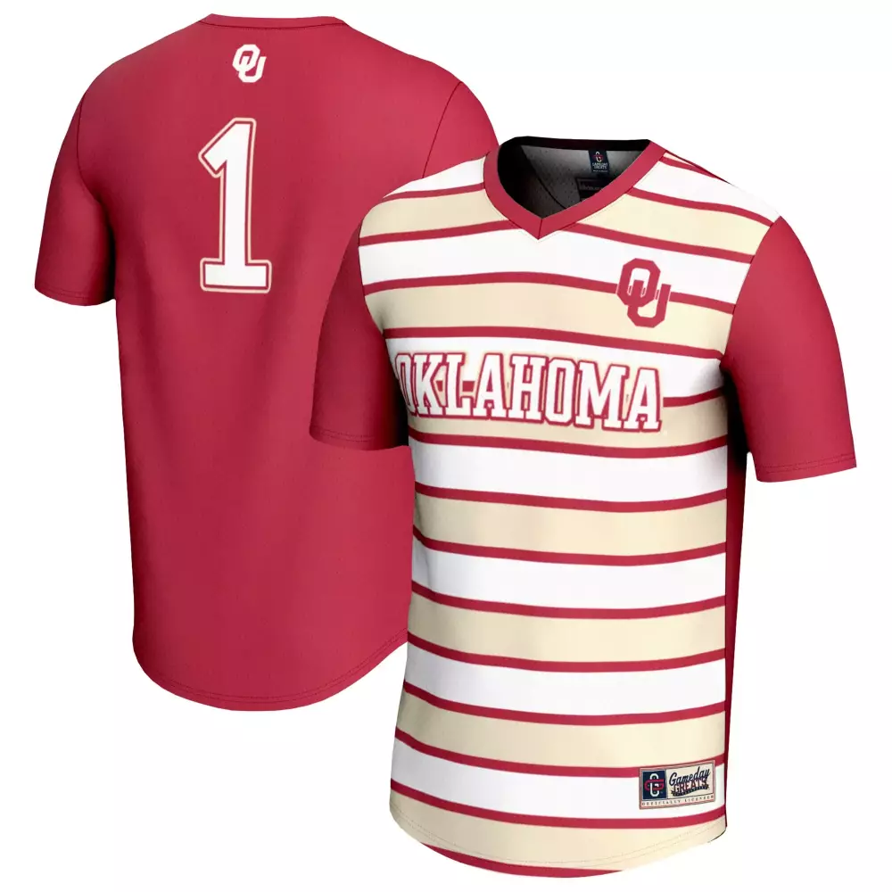 Custom Oklahoma Sooners  1 2023 All Stitched Vapor White Striped Design Replica Jersey – Red
