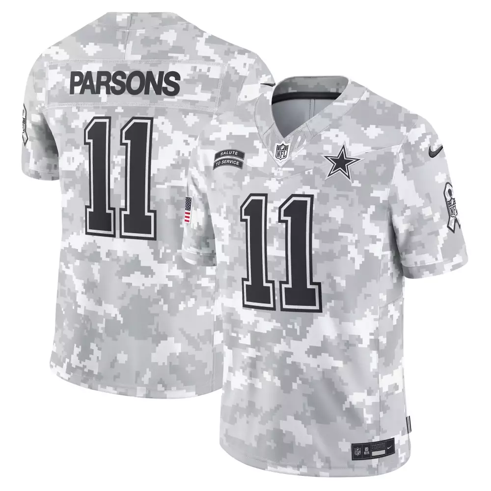 Parsons 11 Dallas Cowboys 2022 Men's All Stitched Vapor Jersey | Salute to Service Gray | Replica | For Men, Women & Youth