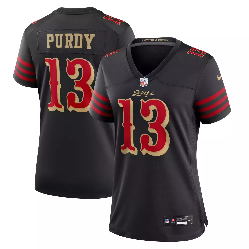 Purdy 13 San Francisco 49ers 2023 Women's Black Vapor Jersey | Faithful Edition | All Stitched Fan Gear | For Men, Women & Youth