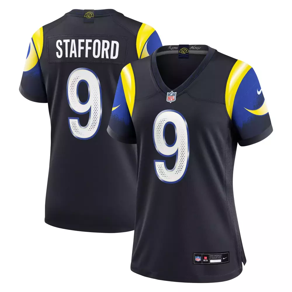 Stafford 9 Women's Vapor Jersey | Los Angeles Rams 2022 | All Stitched Navy Yellow | For Men, Women & Youth