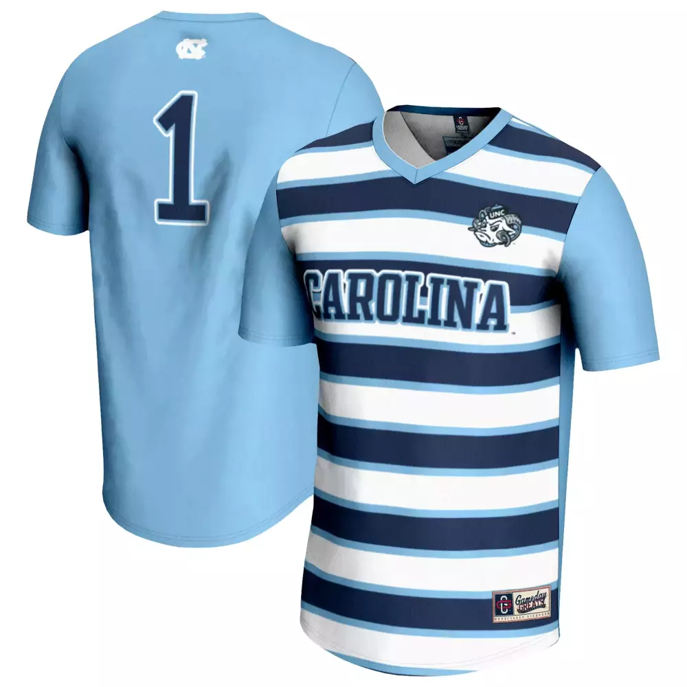 Custom Carolina Tar Heels  Unc 1 All Stitched Vapor 2023 Striped Design Jersey – Light Blue