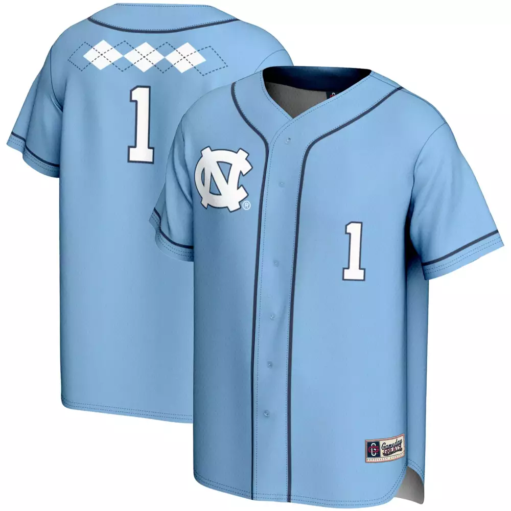 Custom Tar Heels  Gameday Greats Unc 1 2023 All Stitched Vapor With Argyle Patch Baseball Jersey – Light Blue