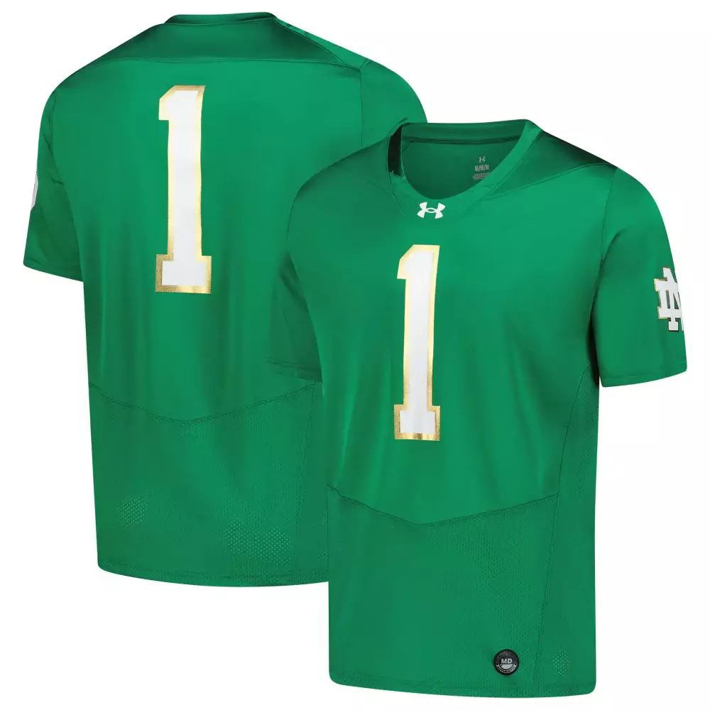 Under Armour Notre Dame Fighting Irish 1 Green All Stitched Vapor Jersey 2023 | Men's Edition | For Game Day | For Men, Women & Youth