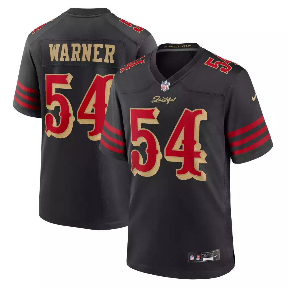 Warner 54 San Francisco 49ers 2023 Black Vapor Jersey | Stitched Faithful Edition | Fan Gear for Men, Women & Youth